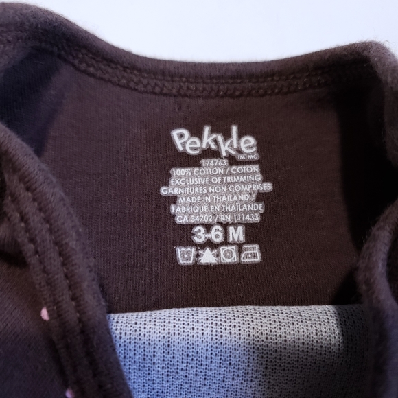 3-6M Teddy Bear Polka dot Brown and Pink Pekkle - Picture 2 of 2